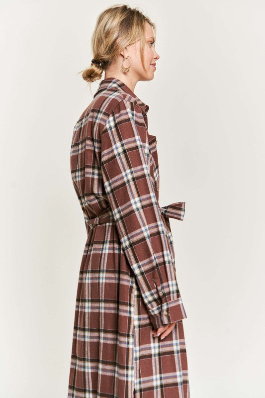 PLAID PRINT COLLAR LONG SHIRT DRESS PLUS SIZE-Jade By Jane-[option4]-[option5]-[option6]-[option7]-[option8]-Shop-Boutique-Clothing-for-Women-Online