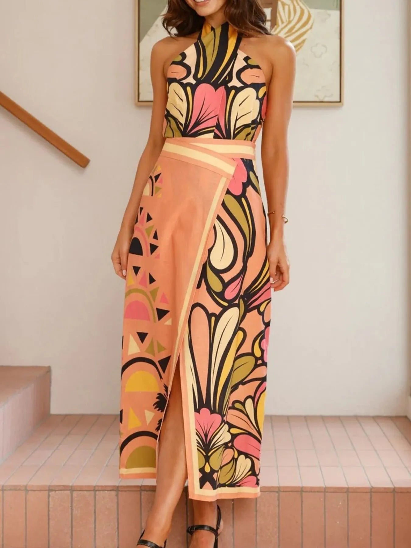 Printed Halter Neck Crop Top and Skirt Set-sets-Trendsi-[option4]-[option5]-[option6]-[option7]-[option8]-Shop-Boutique-Clothing-for-Women-Online