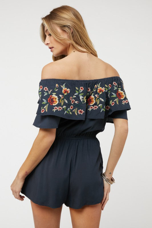 FLORAL EMBROIDERED OFF SHOULDER ROMPER-Davi & Dani-[option4]-[option5]-[option6]-[option7]-[option8]-Shop-Boutique-Clothing-for-Women-Online