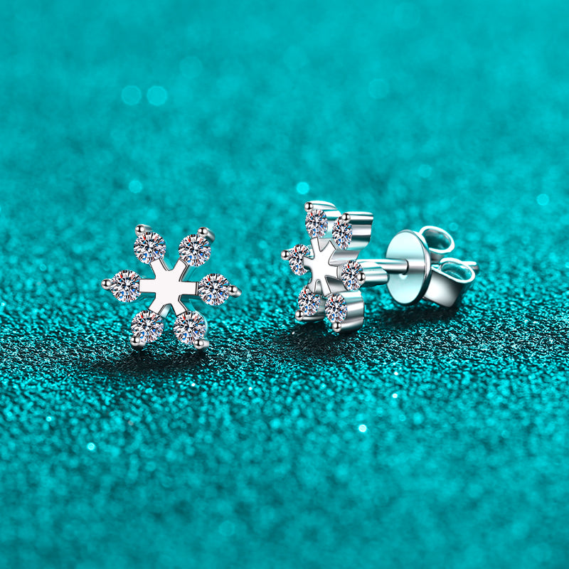 Moissanite 925 Sterling Silver Snowflake Shape Earrings-Trendsi-Silver-One Size-[option4]-[option5]-[option6]-[option7]-[option8]-Shop-Boutique-Clothing-for-Women-Online