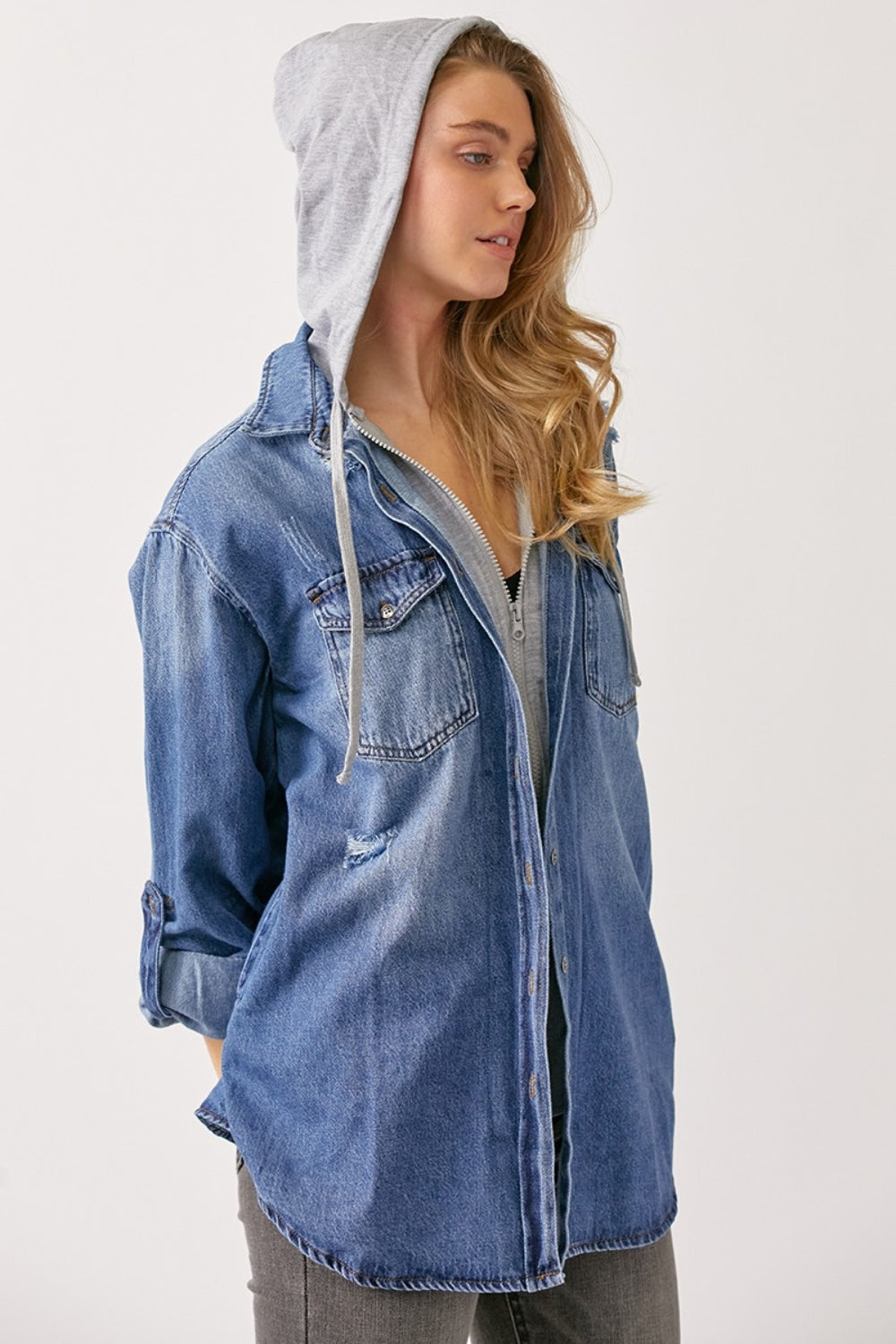 RISEN Zip Up Hooded Denim Shirt-Trendsi-Dark-S-[option4]-[option5]-[option6]-[option7]-[option8]-Shop-Boutique-Clothing-for-Women-Online