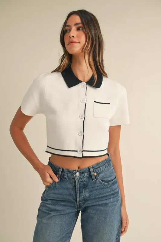 MABLE Button Down Contrast Collared Knit Cardigan-Crop Tops-Trendsi-[option4]-[option5]-[option6]-[option7]-[option8]-Shop-Boutique-Clothing-for-Women-Online