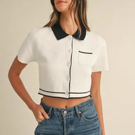 MABLE Button Down Contrast Collared Knit Cardigan-Crop Tops-Trendsi-[option4]-[option5]-[option6]-[option7]-[option8]-Shop-Boutique-Clothing-for-Women-Online
