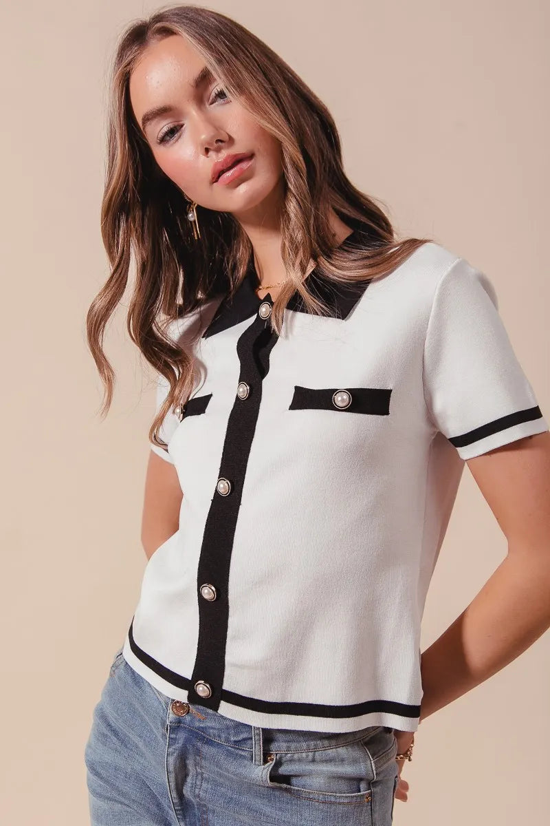 SO ME Button Down Knitted Sweater Shirt Top-Blouses-Trendsi-[option4]-[option5]-[option6]-[option7]-[option8]-Shop-Boutique-Clothing-for-Women-Online