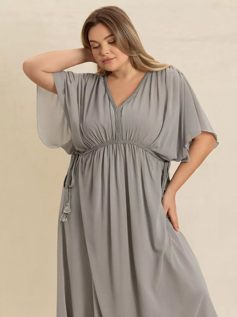 Plus Size V-Neck Flutter Sleeve Dress-Dresses-Trendsi-[option4]-[option5]-[option6]-[option7]-[option8]-Shop-Boutique-Clothing-for-Women-Online
