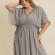 Plus Size V-Neck Flutter Sleeve Dress-Dresses-Trendsi-[option4]-[option5]-[option6]-[option7]-[option8]-Shop-Boutique-Clothing-for-Women-Online