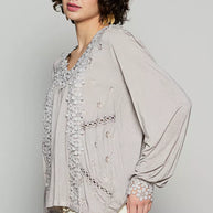 POL Floral Embroidery Woven Top with Lace Trim-Blouses-Trendsi-[option4]-[option5]-[option6]-[option7]-[option8]-Shop-Boutique-Clothing-for-Women-Online