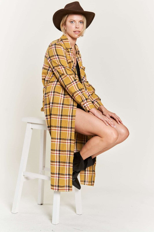 PLAID PRINT COLLAR LONG SHIRT DRESS PLUS SIZE-Jade By Jane-[option4]-[option5]-[option6]-[option7]-[option8]-Shop-Boutique-Clothing-for-Women-Online