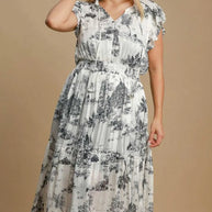Umgee Full Size Two Tone Landscape Print Midi Dress Plus Size-Dresses-Trendsi-[option4]-[option5]-[option6]-[option7]-[option8]-Shop-Boutique-Clothing-for-Women-Online