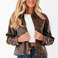 Leather Drawstring Hem Pocketed Jacket-JUNIPER BLVD-[option4]-[option5]-[option6]-[option7]-[option8]-Shop-Boutique-Clothing-for-Women-Online