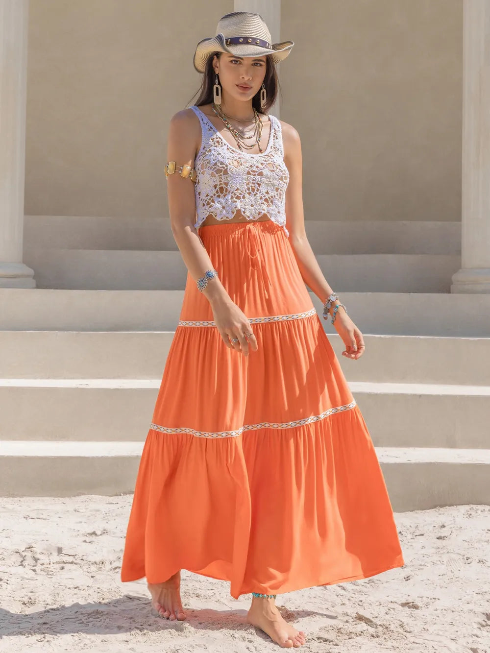 High Waist Maxi Tiered Skirt-Skirts-Trendsi-[option4]-[option5]-[option6]-[option7]-[option8]-Shop-Boutique-Clothing-for-Women-Online