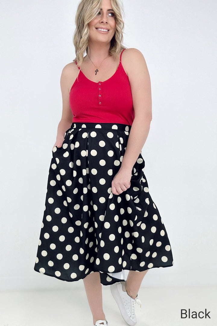 Jade By Jane Polka Dot Pleated Midi Skirt-Skirts-Kiwidrop-[option4]-[option5]-[option6]-[option7]-[option8]-Shop-Boutique-Clothing-for-Women-Online
