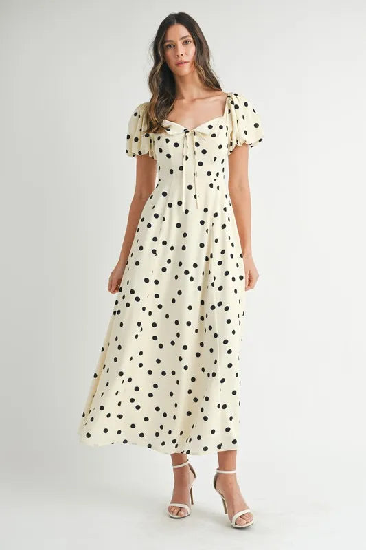 MABLE Polka Dot Puff Sleeve Midi Dress-Dresses-Trendsi-[option4]-[option5]-[option6]-[option7]-[option8]-Shop-Boutique-Clothing-for-Women-Online
