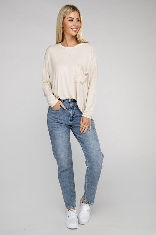 Zenana Washed Ribbed Dolman Sleeve Round Neck Top-ZENANA-[option4]-[option5]-[option6]-[option7]-[option8]-Shop-Boutique-Clothing-for-Women-Online