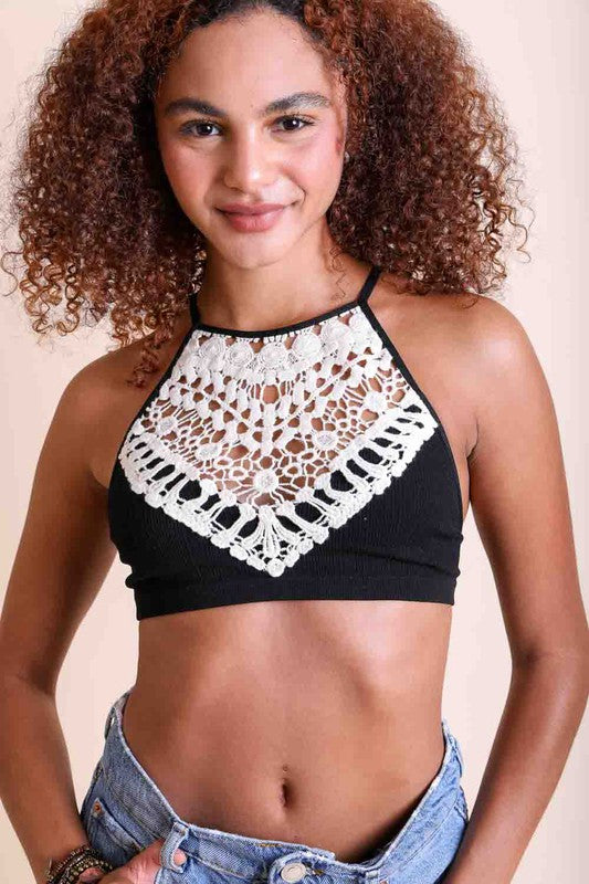 Crochet Lace High Neck Bralette-Leto Accessories-[option4]-[option5]-[option6]-[option7]-[option8]-Shop-Boutique-Clothing-for-Women-Online