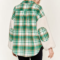 Multi plaid fuzzy sleeve jacket PLUS SIZE-Jade By Jane-[option4]-[option5]-[option6]-[option7]-[option8]-Shop-Boutique-Clothing-for-Women-Online