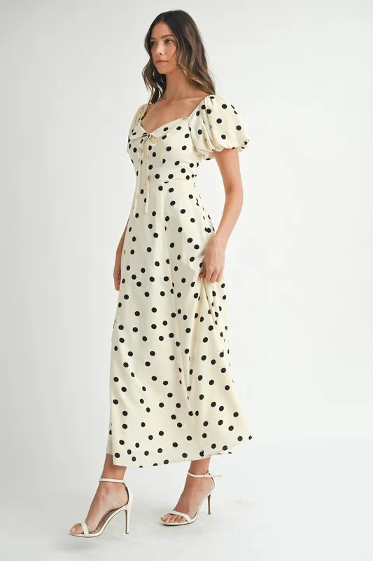 MABLE Polka Dot Puff Sleeve Midi Dress-Dresses-Trendsi-[option4]-[option5]-[option6]-[option7]-[option8]-Shop-Boutique-Clothing-for-Women-Online