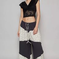 POL Contrast Floral Drawstring Wide Leg Pants-Pants-Trendsi-[option4]-[option5]-[option6]-[option7]-[option8]-Shop-Boutique-Clothing-for-Women-Online