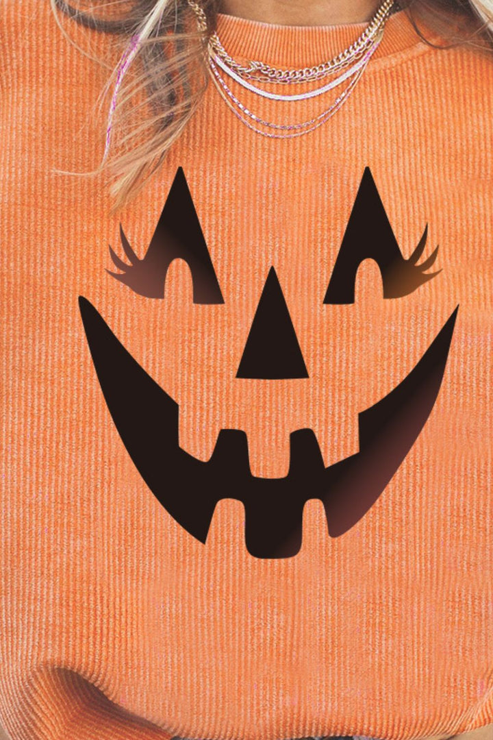 Round Neck Dropped Shoulder Jack-O'-Lantern Ribbed Graphic Sweatshirt-Trendsi-[option4]-[option5]-[option6]-[option7]-[option8]-Shop-Boutique-Clothing-for-Women-Online