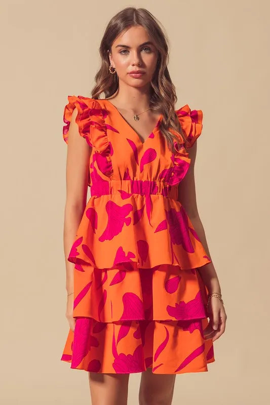 SO ME Floral V Neck Layered Dress with Elasticized Waist-Dresses-Trendsi-[option4]-[option5]-[option6]-[option7]-[option8]-Shop-Boutique-Clothing-for-Women-Online