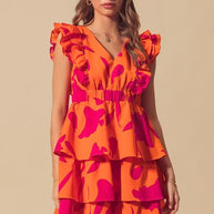SO ME Floral V Neck Layered Dress with Elasticized Waist-Dresses-Trendsi-[option4]-[option5]-[option6]-[option7]-[option8]-Shop-Boutique-Clothing-for-Women-Online