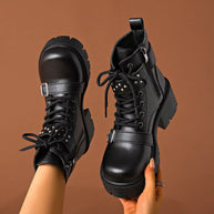 Round Toe Block Heels Boots-Boots-Trendsi-[option4]-[option5]-[option6]-[option7]-[option8]-Shop-Boutique-Clothing-for-Women-Online