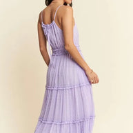 Davi & Dani Texture Swiss Dot Ruffle Square Neck Midi Dress-Dresses-Trendsi-[option4]-[option5]-[option6]-[option7]-[option8]-Shop-Boutique-Clothing-for-Women-Online