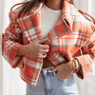 Plaid Lapel Collar Cropped Outerwear-jacket-Trendsi-[option4]-[option5]-[option6]-[option7]-[option8]-Shop-Boutique-Clothing-for-Women-Online