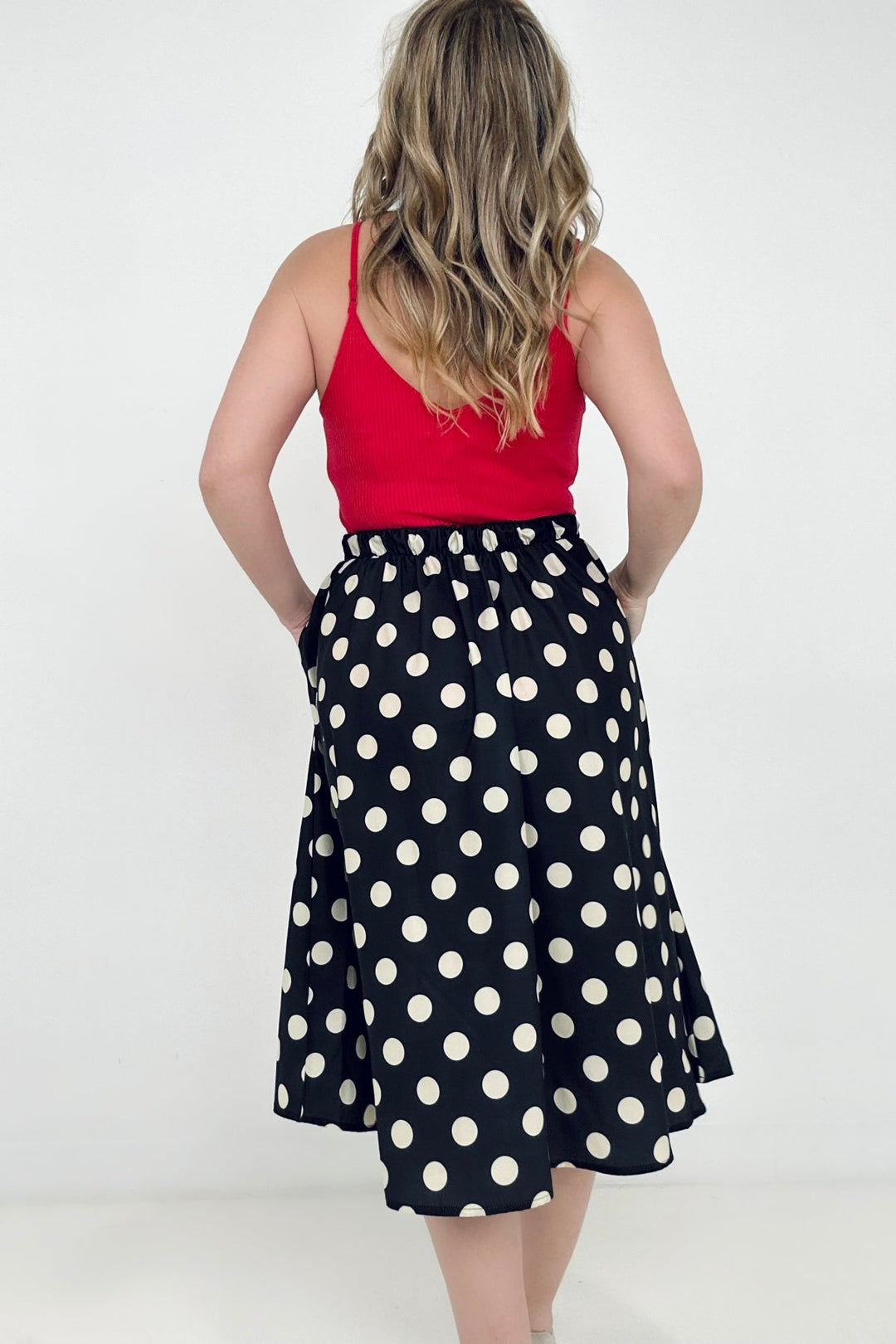 Jade By Jane Polka Dot Pleated Midi Skirt-Skirts-Kiwidrop-[option4]-[option5]-[option6]-[option7]-[option8]-Shop-Boutique-Clothing-for-Women-Online