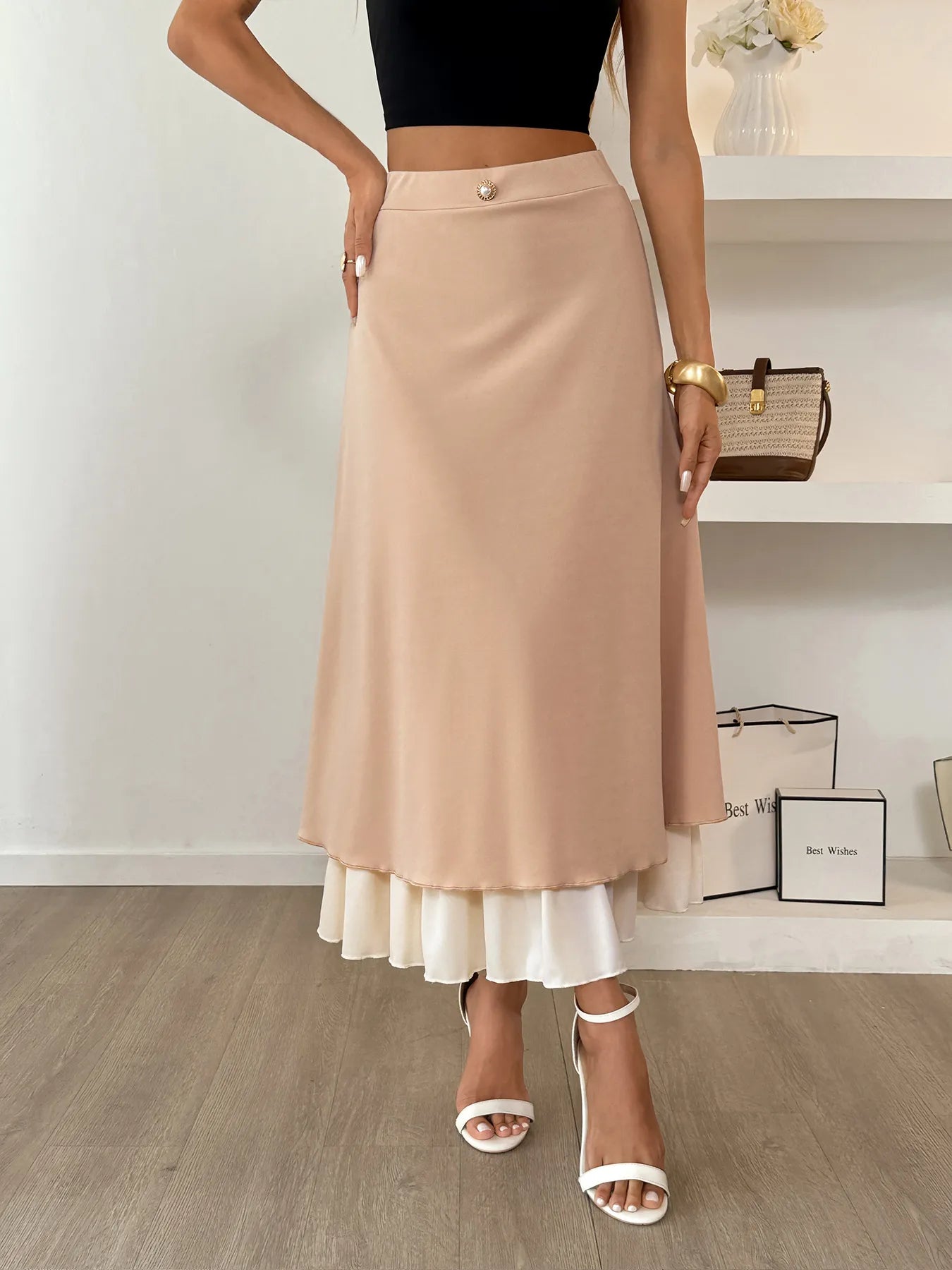 Layered Midi Skirt with Contrast Hem Detail-Skirts-Trendsi-[option4]-[option5]-[option6]-[option7]-[option8]-Shop-Boutique-Clothing-for-Women-Online