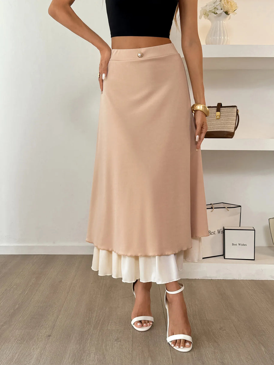 Layered Midi Skirt with Contrast Hem Detail-Skirts-Trendsi-[option4]-[option5]-[option6]-[option7]-[option8]-Shop-Boutique-Clothing-for-Women-Online