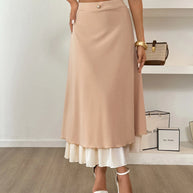 Layered Midi Skirt with Contrast Hem Detail-Skirts-Trendsi-[option4]-[option5]-[option6]-[option7]-[option8]-Shop-Boutique-Clothing-for-Women-Online