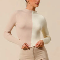 SO ME Color Block Fitted Crop Sweater Top-Sweaters-Trendsi-[option4]-[option5]-[option6]-[option7]-[option8]-Shop-Boutique-Clothing-for-Women-Online