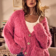 SO ME Soft Touch Hairy Loose Fit Cozy Sweater Cardigan-Cardigans-Trendsi-[option4]-[option5]-[option6]-[option7]-[option8]-Shop-Boutique-Clothing-for-Women-Online