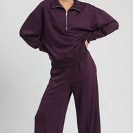 Umgee Half Zip Drop Shoulder Sweatshirt-Sweatshirts-Trendsi-[option4]-[option5]-[option6]-[option7]-[option8]-Shop-Boutique-Clothing-for-Women-Online