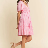 Davi & Dani Jacquard Checker Smocking Tiered Dress-Dresses-Trendsi-[option4]-[option5]-[option6]-[option7]-[option8]-Shop-Boutique-Clothing-for-Women-Online