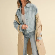 MABLE Layered Look Trench Coat With Denim Jacket-Coats & Jackets-Trendsi-[option4]-[option5]-[option6]-[option7]-[option8]-Shop-Boutique-Clothing-for-Women-Online