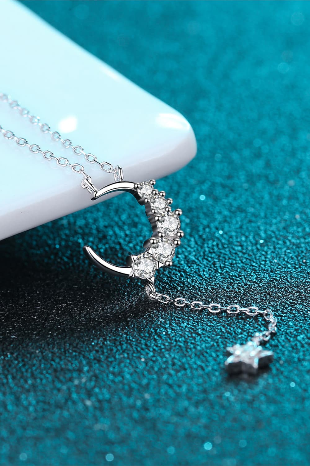 Star & Moon Moissanite Necklace-Trendsi-Silver-One Size-[option4]-[option5]-[option6]-[option7]-[option8]-Shop-Boutique-Clothing-for-Women-Online