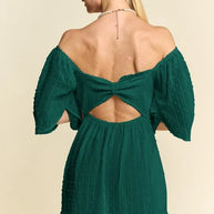 Davi & Dani Swiss Dotted Ruched Ruffle Open Back Midi Dress-Dresses-Trendsi-[option4]-[option5]-[option6]-[option7]-[option8]-Shop-Boutique-Clothing-for-Women-Online