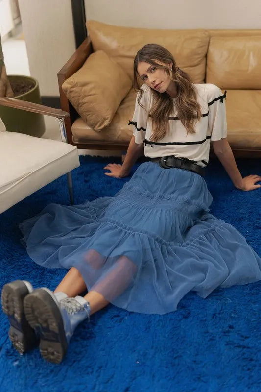 Annie Wear Tulle Tiered Midi Skirt-Skirts-Trendsi-[option4]-[option5]-[option6]-[option7]-[option8]-Shop-Boutique-Clothing-for-Women-Online