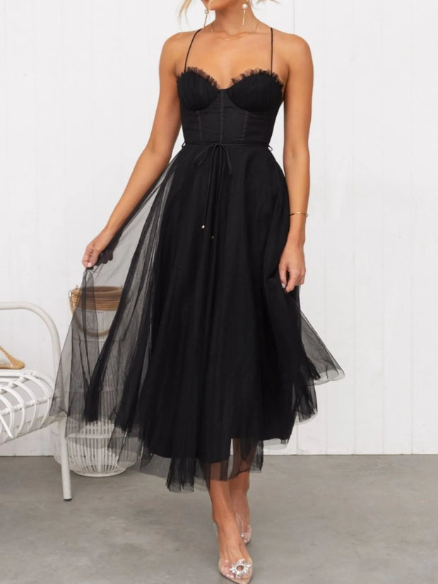 Sweetheart Neck Tulle Midi Dress-Dresses-Trendsi-[option4]-[option5]-[option6]-[option7]-[option8]-Shop-Boutique-Clothing-for-Women-Online