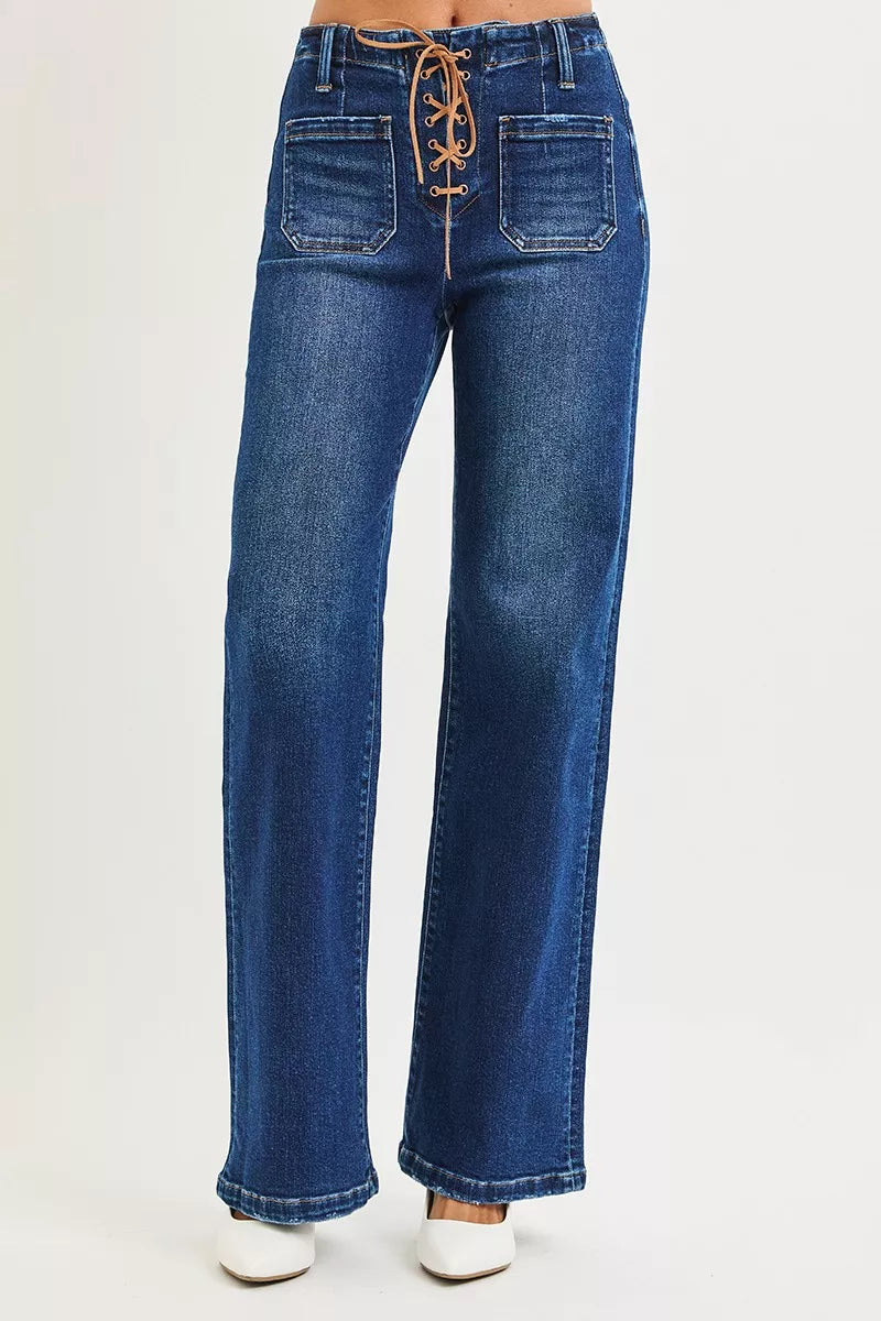 RISEN Full Size High Rise Wide Leg Jeans with Front Tie Detail Plus Size-Jeans-Trendsi-[option4]-[option5]-[option6]-[option7]-[option8]-Shop-Boutique-Clothing-for-Women-Online