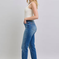 Judy Blue Plaid Print Cuff Boyfriend Fit Jeans-Trendsi-[option4]-[option5]-[option6]-[option7]-[option8]-Shop-Boutique-Clothing-for-Women-Online