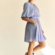 Davi & Dani Back Button Puff Sleeve Mini Dress-Dresses-Trendsi-[option4]-[option5]-[option6]-[option7]-[option8]-Shop-Boutique-Clothing-for-Women-Online