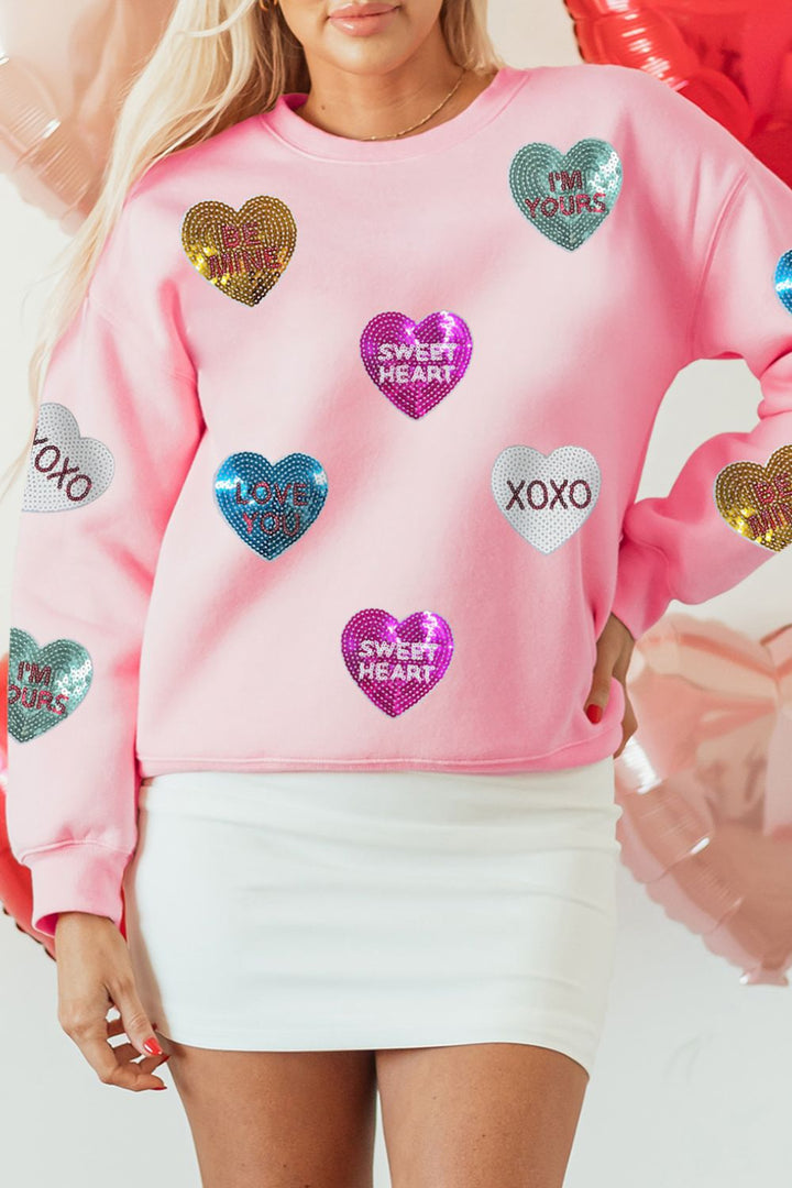 Valentine’s Day Sequin Heart Round Neck Long Sleeve Sweatshirt-Trendsi-Blush Pink-S-[option4]-[option5]-[option6]-[option7]-[option8]-Shop-Boutique-Clothing-for-Women-Online