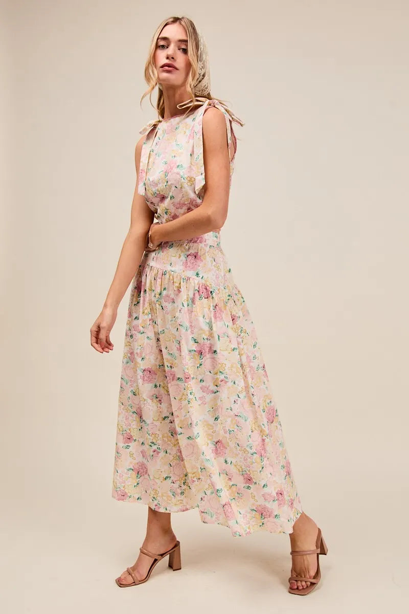 SO ME Floral Printed Woven Shoulder Bow Tie Top and Skirt Set-Dresses-Trendsi-[option4]-[option5]-[option6]-[option7]-[option8]-Shop-Boutique-Clothing-for-Women-Online