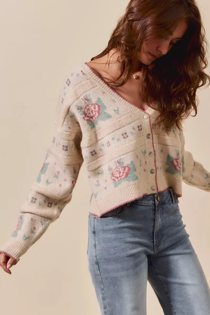 SO ME Floral Pattern Long Sleeve Button Sweater Cardigan-Cardigans-Trendsi-[option4]-[option5]-[option6]-[option7]-[option8]-Shop-Boutique-Clothing-for-Women-Online