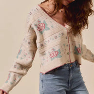 SO ME Floral Pattern Long Sleeve Button Sweater Cardigan-Cardigans-Trendsi-[option4]-[option5]-[option6]-[option7]-[option8]-Shop-Boutique-Clothing-for-Women-Online