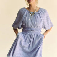 Davi & Dani Back Button Puff Sleeve Mini Dress-Dresses-Trendsi-[option4]-[option5]-[option6]-[option7]-[option8]-Shop-Boutique-Clothing-for-Women-Online