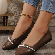 Pearl Embellished Pointed Toe Loafers-135 Flats-Trendsi-[option4]-[option5]-[option6]-[option7]-[option8]-Shop-Boutique-Clothing-for-Women-Online